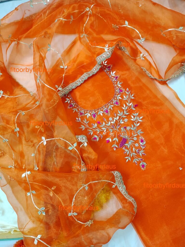 Organza suit set with gotta patti with kachi patti dupptaa