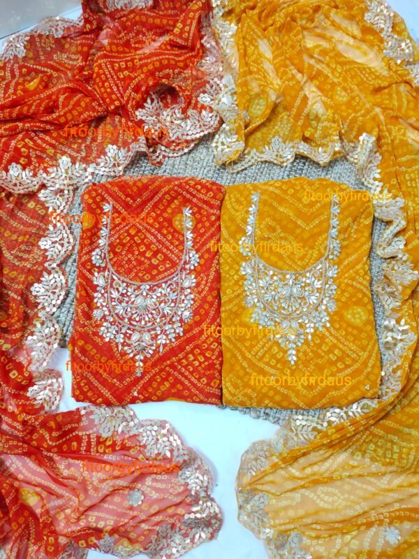 Georgette suit set with Gota patti handwork
