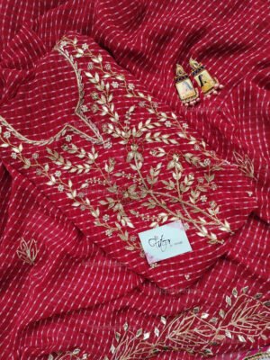 Red Georgette suit set with gota patti handwork