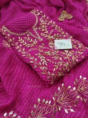 Pink Georgette suit set with gota patti handwork