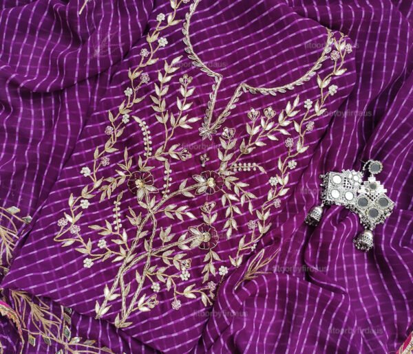 Georgette suit set with gota patti handwork - Image 4