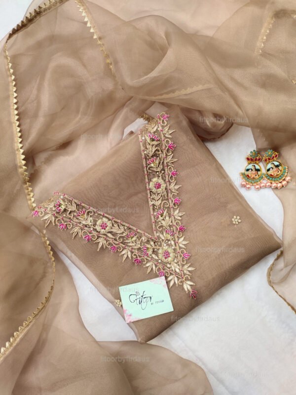 Organza suit set with gota patti