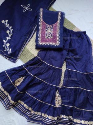 Chanderi cotton Sharara with gota patti work