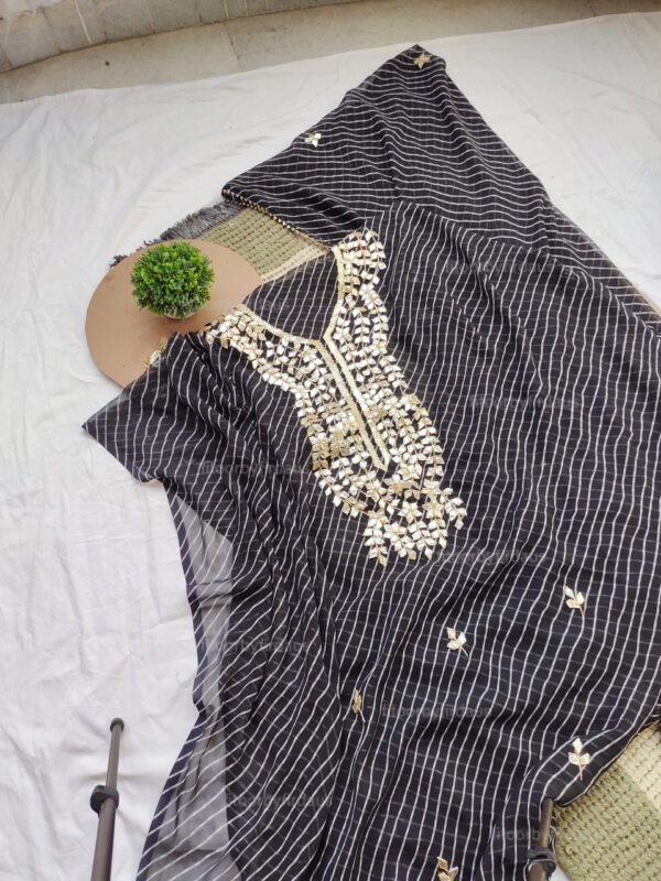 Black Georgette suit set with gota patti handwork - Image 3