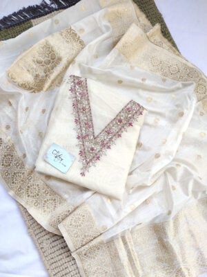 Chanderi cotton suit set with gota patti handwork