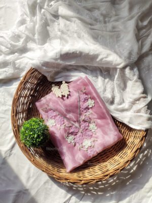 Organza suit set with beaded handwork