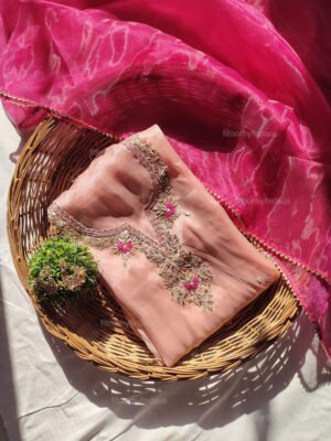 Glass Tissue suit set with Zardozi handwork