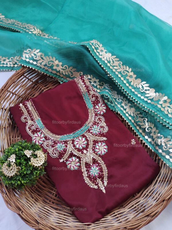 Crepe suit set with Zardozi handwork - Image 2