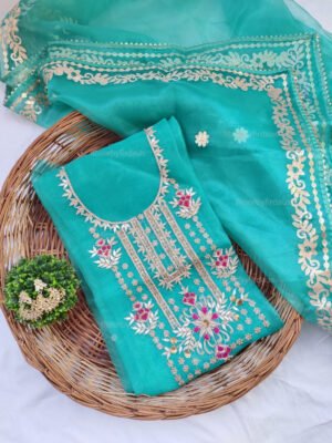 Organza suit set with gota patti