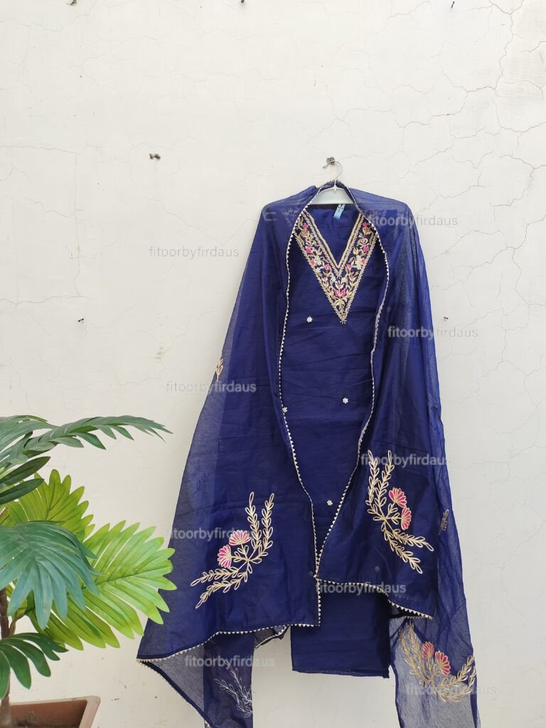 Chanderi cotton suit set with gota patti handwork with work dupatta