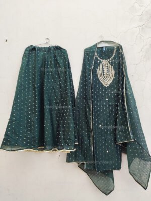 Chanderi Skirt Suit Set with zardozi work