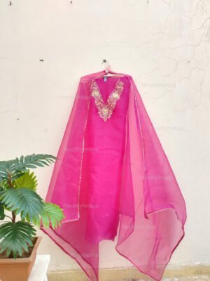 Organza suit set with zardozi work