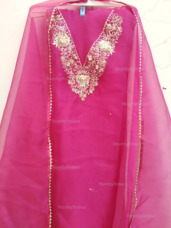 Organza suit set with zardozi work - Image 2