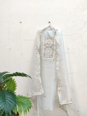 Organza suit set with gotta patti with work dupatta