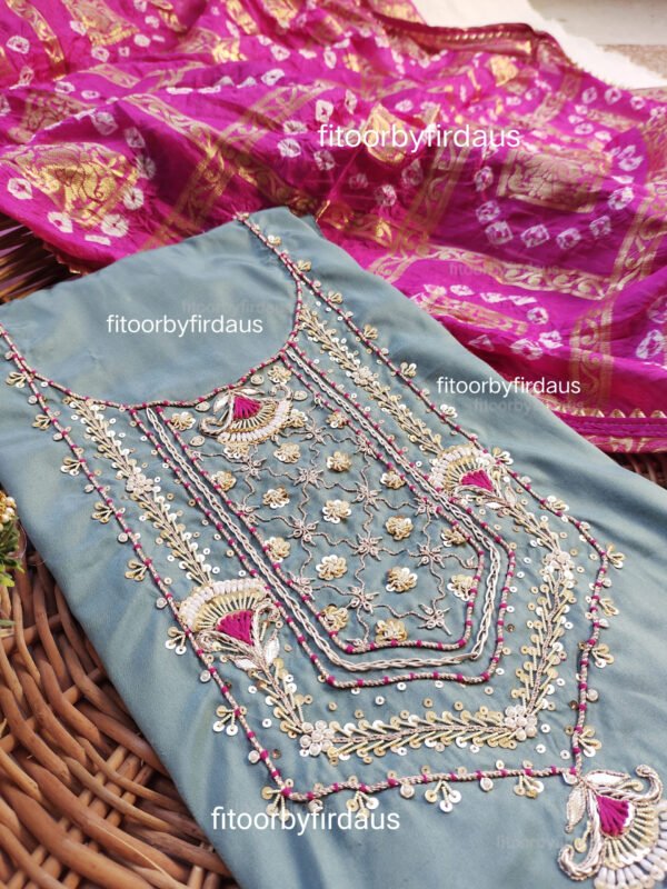 Crepe suit set with Zardozi handwork - Image 2