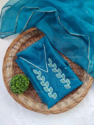 Organza suit set with beaded handwork