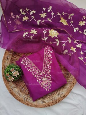 Organza suit set with gota patti