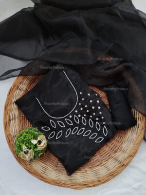 Black Organza suit set with beaded handwork