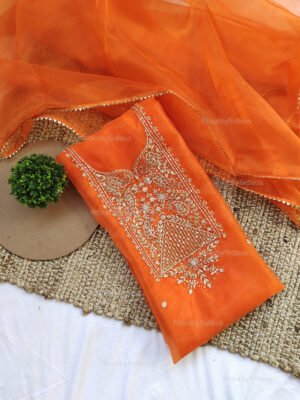 Organza suit set with zardozi work
