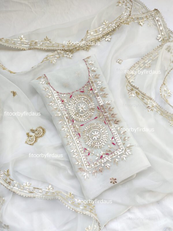 Organza suit set with gotta patti with work dupatta - Image 4