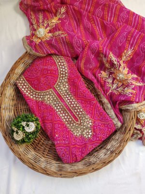 Georgette suit set with mirror handwork and work dupatta