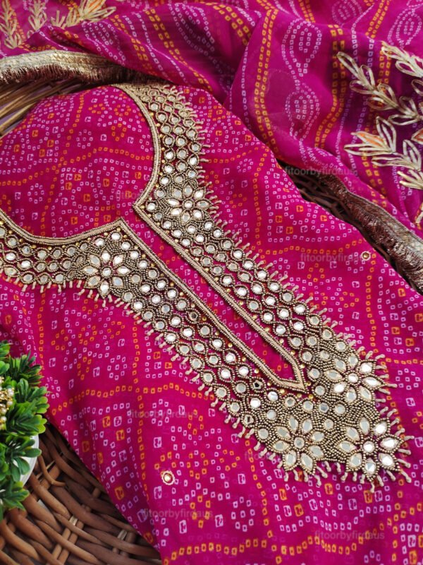 Georgette suit set with mirror handwork and work dupatta - Image 2