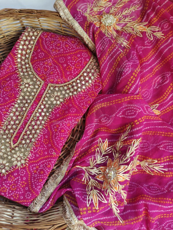 Georgette suit set with mirror handwork and work dupatta - Image 5