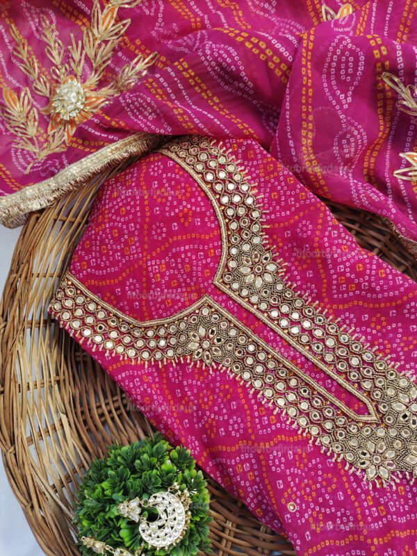 Georgette suit set with mirror handwork and work dupatta - Image 4