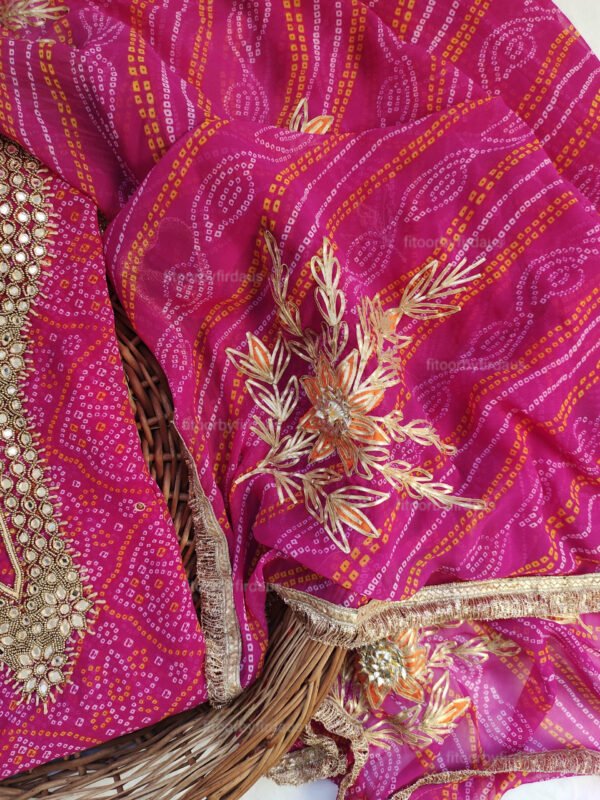 Georgette suit set with mirror handwork and work dupatta - Image 3