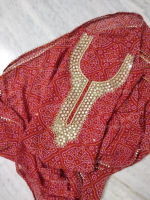 Georgette suit set with mirror handwork and work dupatta