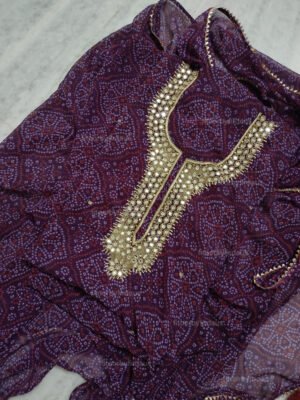 Georgette suit set with mirror handwork and work dupatta