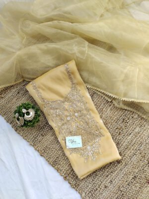 Glass Tissue suit set with Zardozi handwork