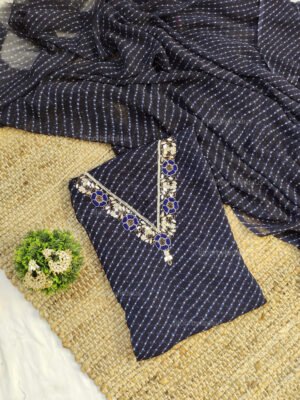 Georgette suit set with mirror handwork