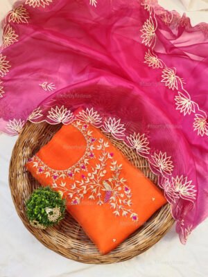 Organza suit set with gota patti  and work dupatta