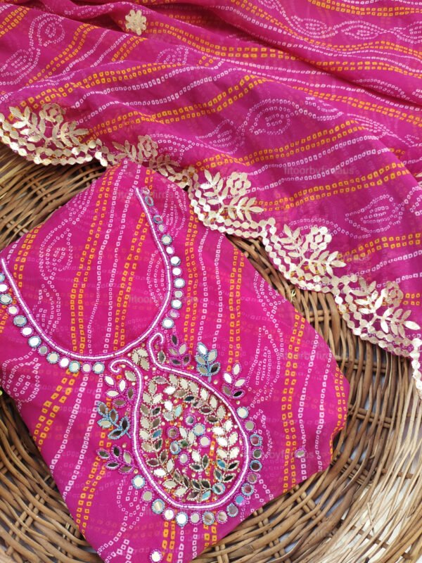 Georgette suit set with mirror handwork  and work dupatta - Image 2