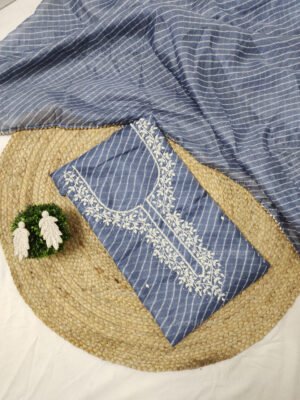 Kota doria suit set with beaded handwork