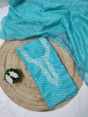 Kota doria suit set with beaded handwork