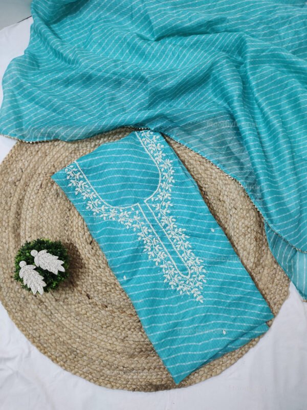 Kota doria suit set with beaded handwork