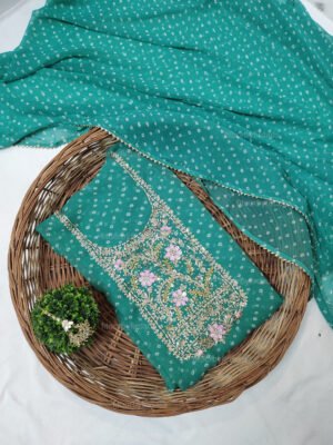 Georgette suit set with zardozi handwork