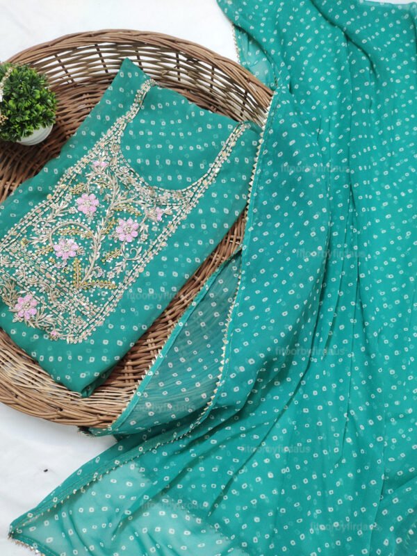 Georgette suit set with zardozi handwork - Image 2
