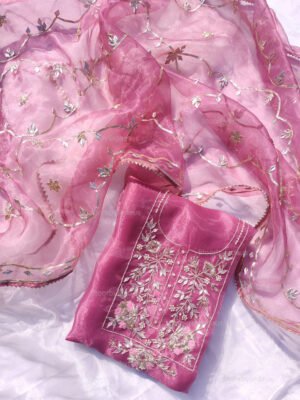 Organza suit set with gota patti  and work dupatta