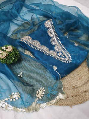 Organza suit set with gota patti  and work dupatta