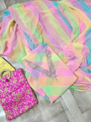 Georgette suit set with zardozi handwork