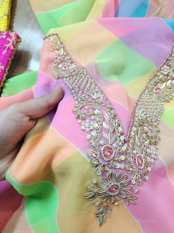 Georgette suit set with zardozi handwork - Image 3