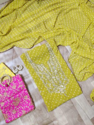 Georgette suit set with zardozi work