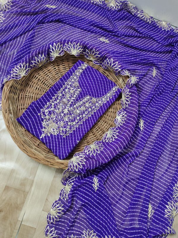 Georgette suit set with zardozi handwork and work dupatta - Image 6