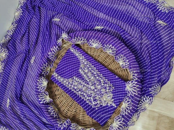 Georgette suit set with zardozi handwork and work dupatta