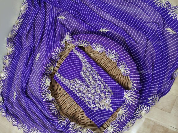 Georgette suit set with zardozi handwork and work dupatta - Image 4