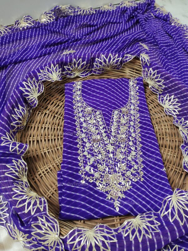Georgette suit set with zardozi handwork and work dupatta - Image 3