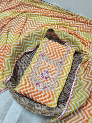 Georgette suit set with zardozi handwork